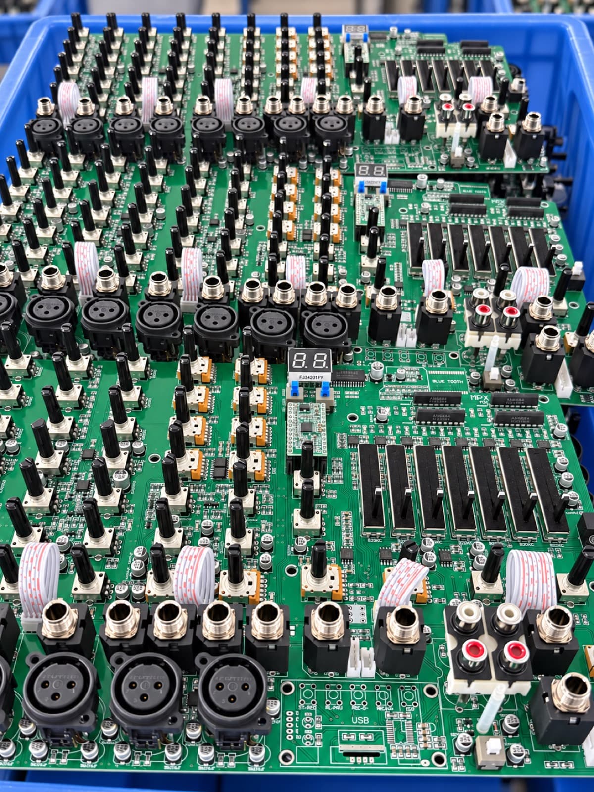 Close view of a mixer circuit board